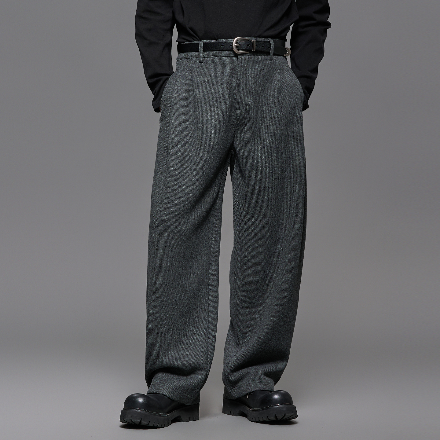 秋冬加厚款极简约时尚弯刀直筒裤