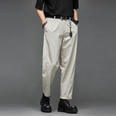 裤 高品质天丝棉简约时尚 极简日系复古男直筒宽松通勤九分休闲男士