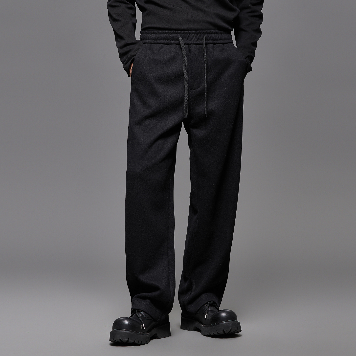 羊毛混纺秋冬老钱风毛呢男直筒裤