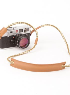 cam-in意大利原厂植鞣牛皮编织相机背带 肩垫款 圆孔接口 CS209