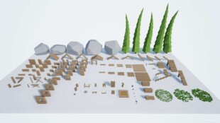 UE4 虚幻4 Olbert's Low Poly Wood Stronghold木头要塞模型