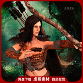 Girl UE4UE5模型 Archer 丛林部落弓箭女射手角色动画模型