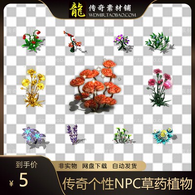 传奇NPC素材 个性NPC 草药植物 高清特殊类素材 高端大气 11组