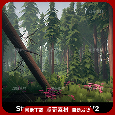 UE4场景 Stylized Forest Pack V2 卡通森林草原平原环境场景