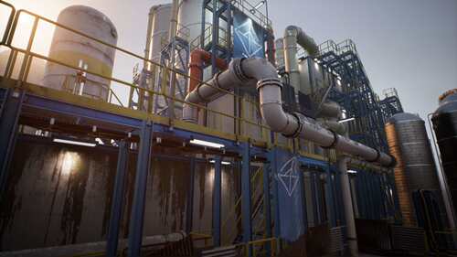 UE4 虚幻4场景 末日化工厂 Post-Apocalyptic Industrial Scene