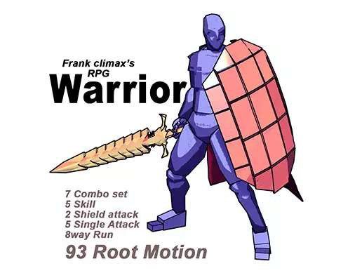 U3D模型 游戏勇士战士角色动作动画包 Frank Warrior  RPG v1.4