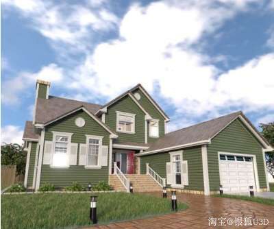 UE4 虚幻4 Suburban House Low-poly 3D model 低保利郊区住宅