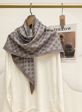 【张琪JIEJI专属】真丝羊毛三角巾女士秋冬保暖围巾空调披肩