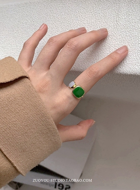 INS彩色滴油女复古气质百搭戒指