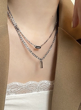 钛钢不掉色字母方牌女INS项链