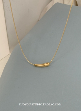 钛钢不掉色项链女18K金茄子