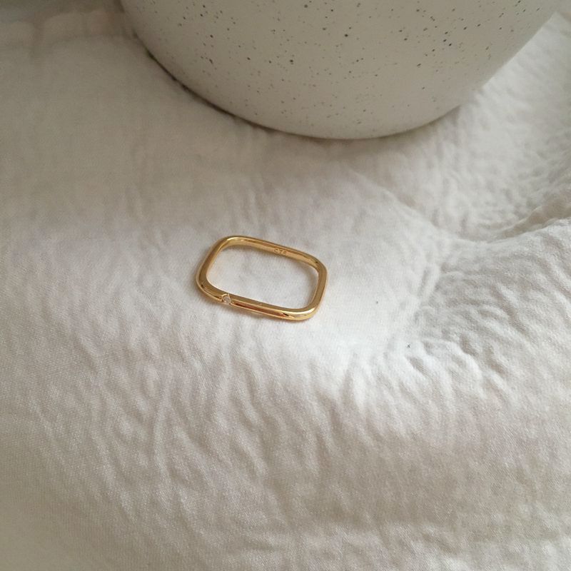 轻奢方形戒指钛钢ins潮风素圈