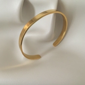 钛钢不掉色ins风时尚 潮流气质复古小众简约百搭光面金色开口手镯