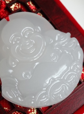 天然阿富汗白玉玉佛玉佩女款项链