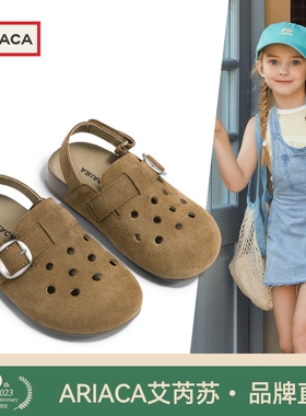 ARIACA女童复古勃肯鞋2026夏季新款小女孩软底软皮儿童魔术贴凉鞋