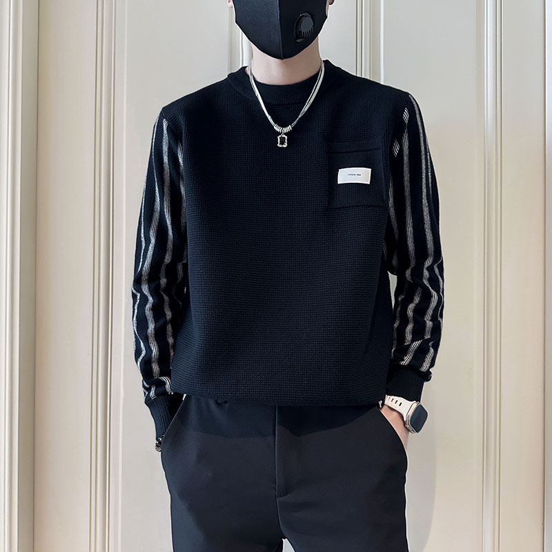 SM80-P78控108社会小伙店主风男潮毛衣针织衫白3,男装针织衫/毛衣,电商A220