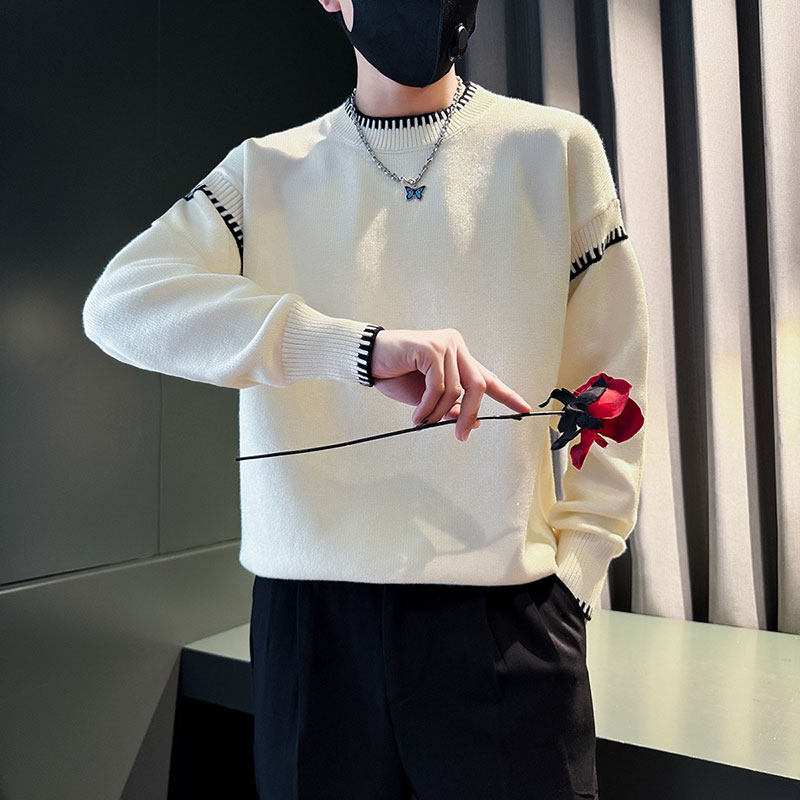 SM91-P78控108社会小伙店主风男潮毛衣针织衫黑2,男装针织衫/毛衣,电商A220