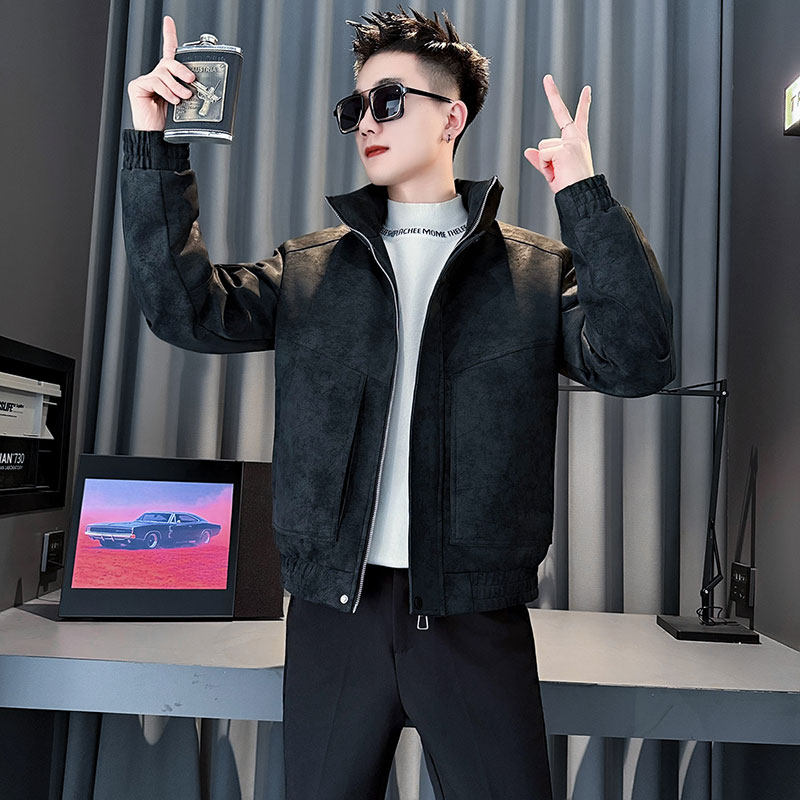 MF100-P138 控178  冬季皮棉袄加厚保暖立领棉服外套 黑色1图片