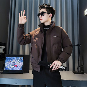 MF86-P138 控178  冬季社会小伙加厚保暖立领棉衣棉服外套 咖色1图片