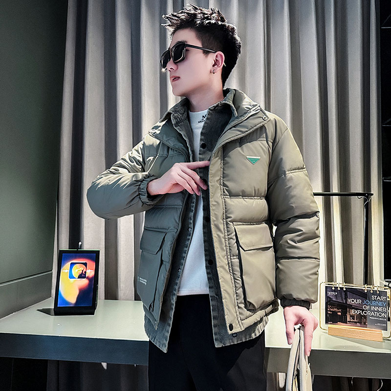 MF67-P138控178冬季社会小伙店主风假两件棉衣棉服外套灰1,男装棉衣,电商A220
