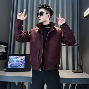 MF100-P138 控178 冬季皮棉袄加厚保暖立领棉服外套 红色1，男装棉衣，电商A220