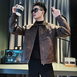 SJ100-P128控168秋冬装社会小伙皮衣夹克外套店主风潮上衣咖2，男装夹克，电商A220