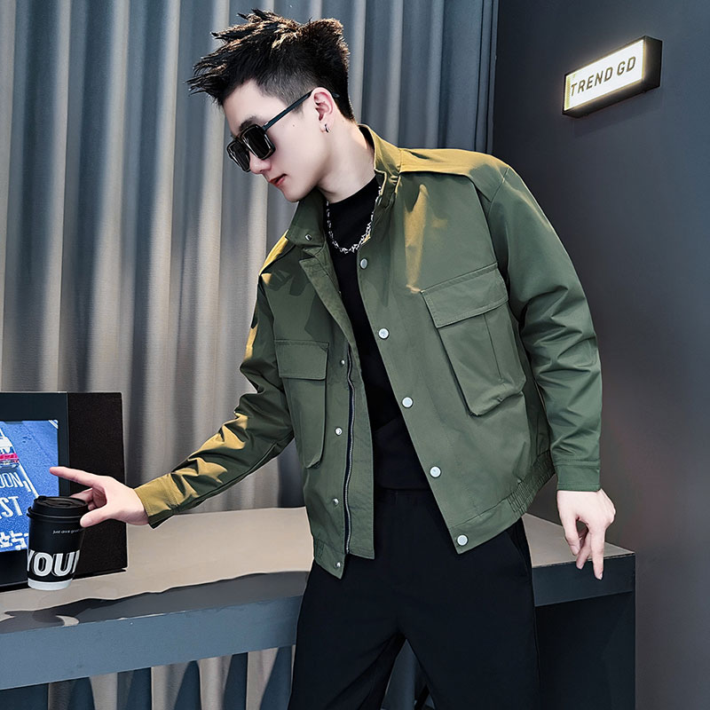 SJ16-P108控1482025春装社会小伙夹克外套店主风潮上衣军绿1，男装夹克，电商A220