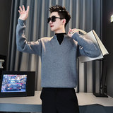 SM109-P88控118社会小伙店主风男假两件潮毛衣针织衫红色1，男装针织衫/毛衣，电商A220