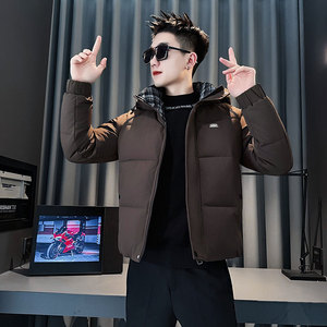 MF105-P138 控178 冬季社会小伙加厚保暖棉衣棉服连帽外套 咖色2，男装棉衣，电商A220
