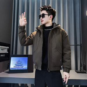 MF107-P138 控178 冬季社会小伙加厚保暖棉衣棉服连帽外套 咖色2，男装棉衣，电商A220