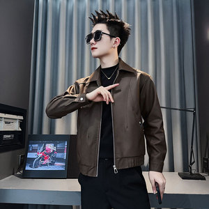 SJ158-P128 控168 秋冬装社会小伙皮衣夹克外套店主风潮上衣 黑2图片