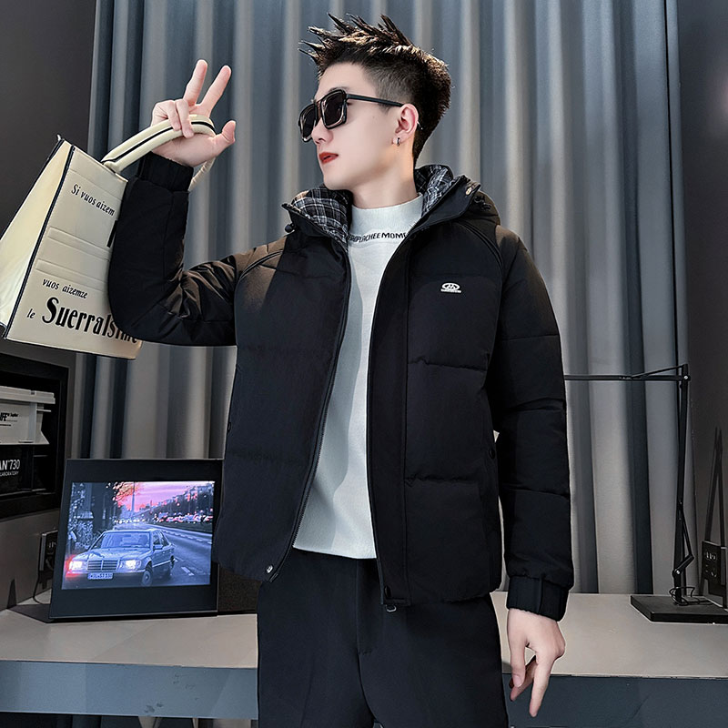 MF105-P138 控178 冬季社会小伙加厚保暖棉衣棉服连帽外套 黑色1图片