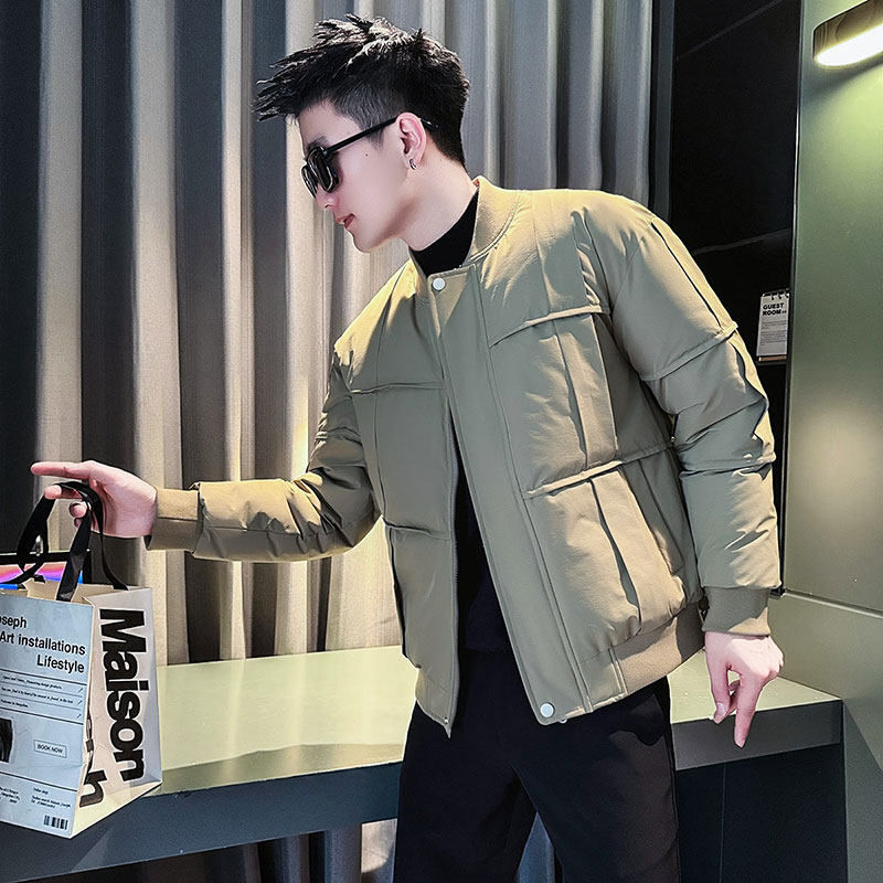 MF75-P138 控178  冬季社会小伙店主风棒球领棉衣棉服外套 卡其2图片