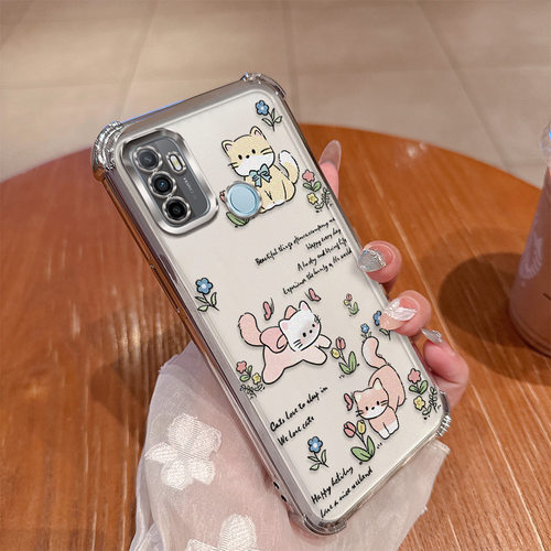 可爱猫咪适用oppoA32手机壳oppo保护A11s硅胶套A32全包四角气囊防摔透明软壳opa男女0pp0时尚PDVM00新款卡通