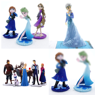 蛋糕装饰摆件6件套冰雪奇缘艾莎安娜加大冰雪女王公仔娃娃场景