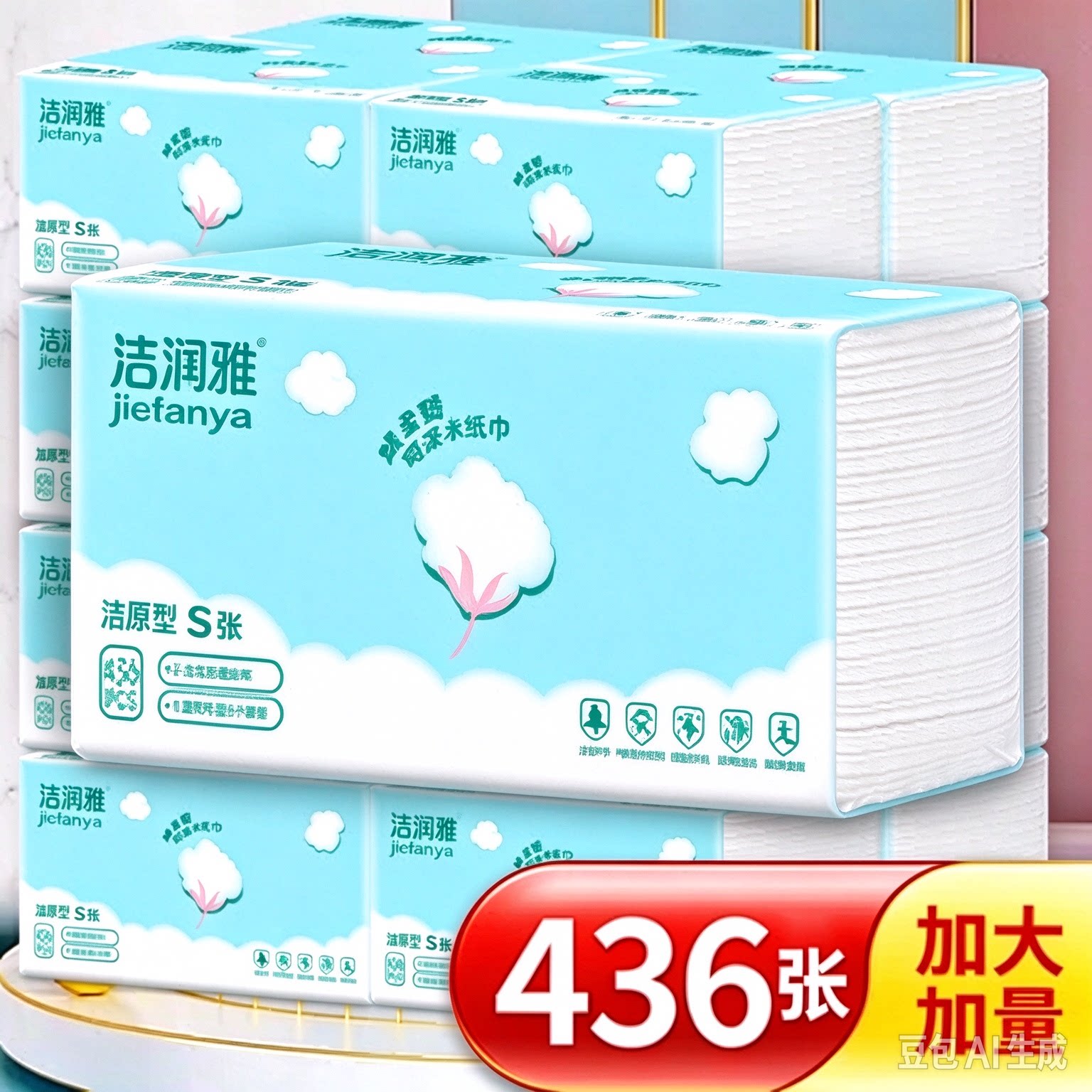 云朵大包纸巾抽纸整箱20包家用实惠装擦手纸餐巾纸面巾纸卫生纸抽