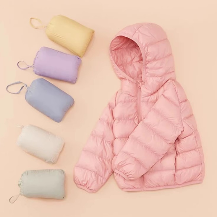 90白鸭绒轻薄羽绒服男童女童宝宝25新款秋冬宽松连帽外套外穿童装