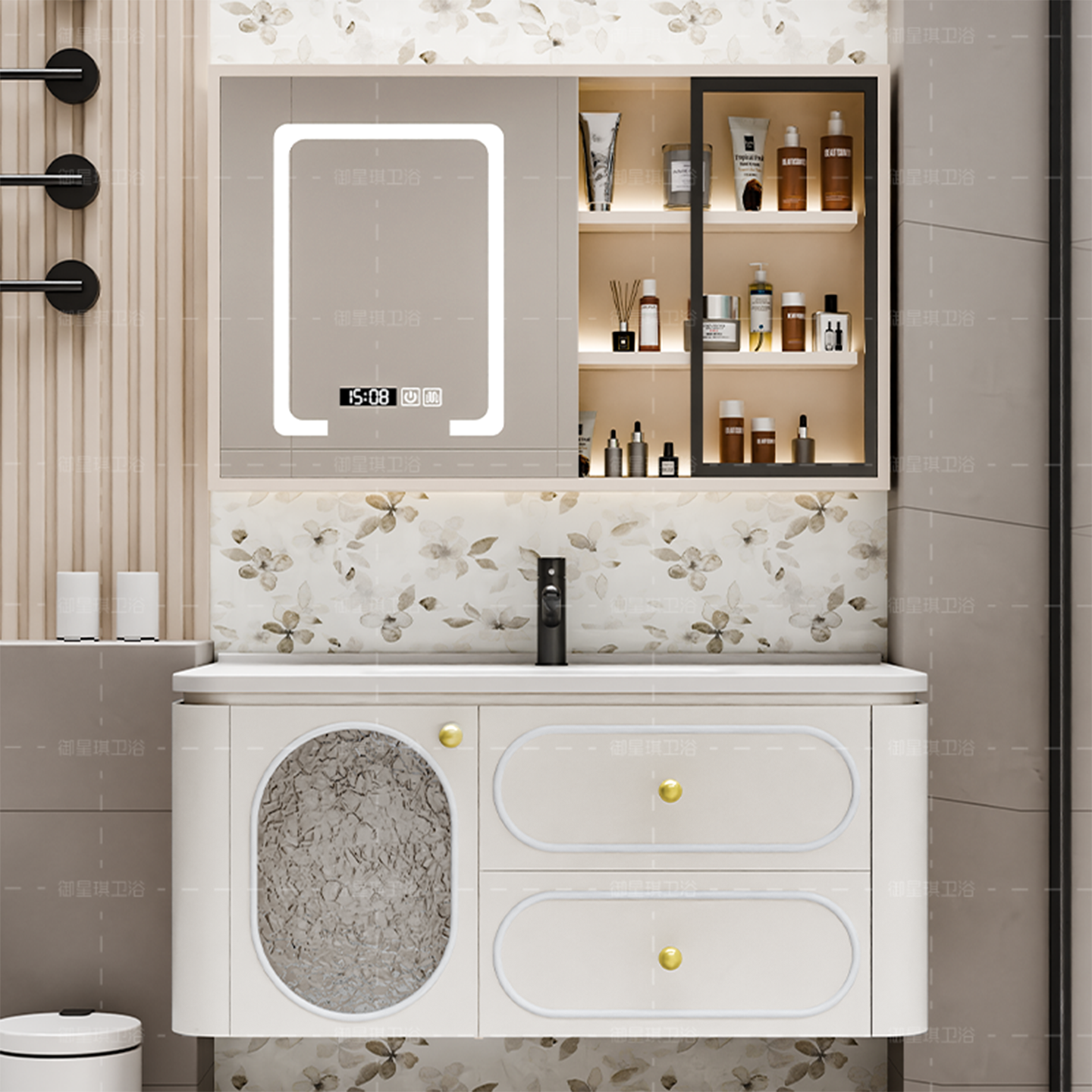 2026高端法式实木一体陶瓷盆卫生间洗手台浴室柜组合洗漱台柜,家装主材,浴室柜组合,淘宝优惠券,粉丝福利购,淘宝优惠卷