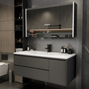 轻奢风岩板热弯一体盆浴室柜组合卫生间洗漱台洗手盆洗脸池卫浴柜