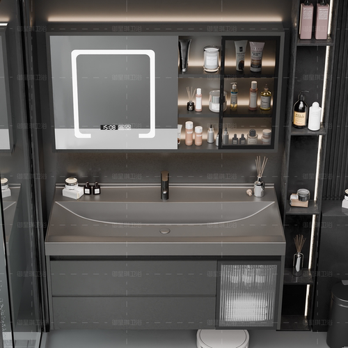 鎏金石一体盆浴室柜组合