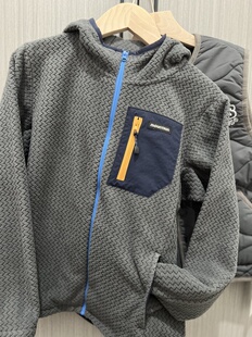 儿童秋冬款户外摇粒绒防静电连帽加绒拉链外套男女童保暖棉衣外套