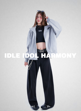 IDLE IDOL 美式高街宽松休闲舒适工装扎染英伦风飞行机车暗纹夹克