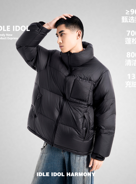 IDLE IDOL冬季立领保暖外套90%鹅绒美式宽松休闲百搭保暖羽绒服