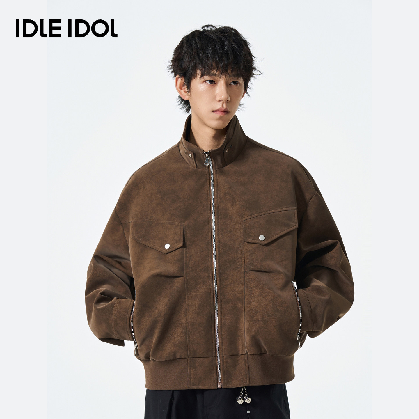IDLE IDOL翻领外套男痞帅夹克美式机车服高级感夹克潮流外套