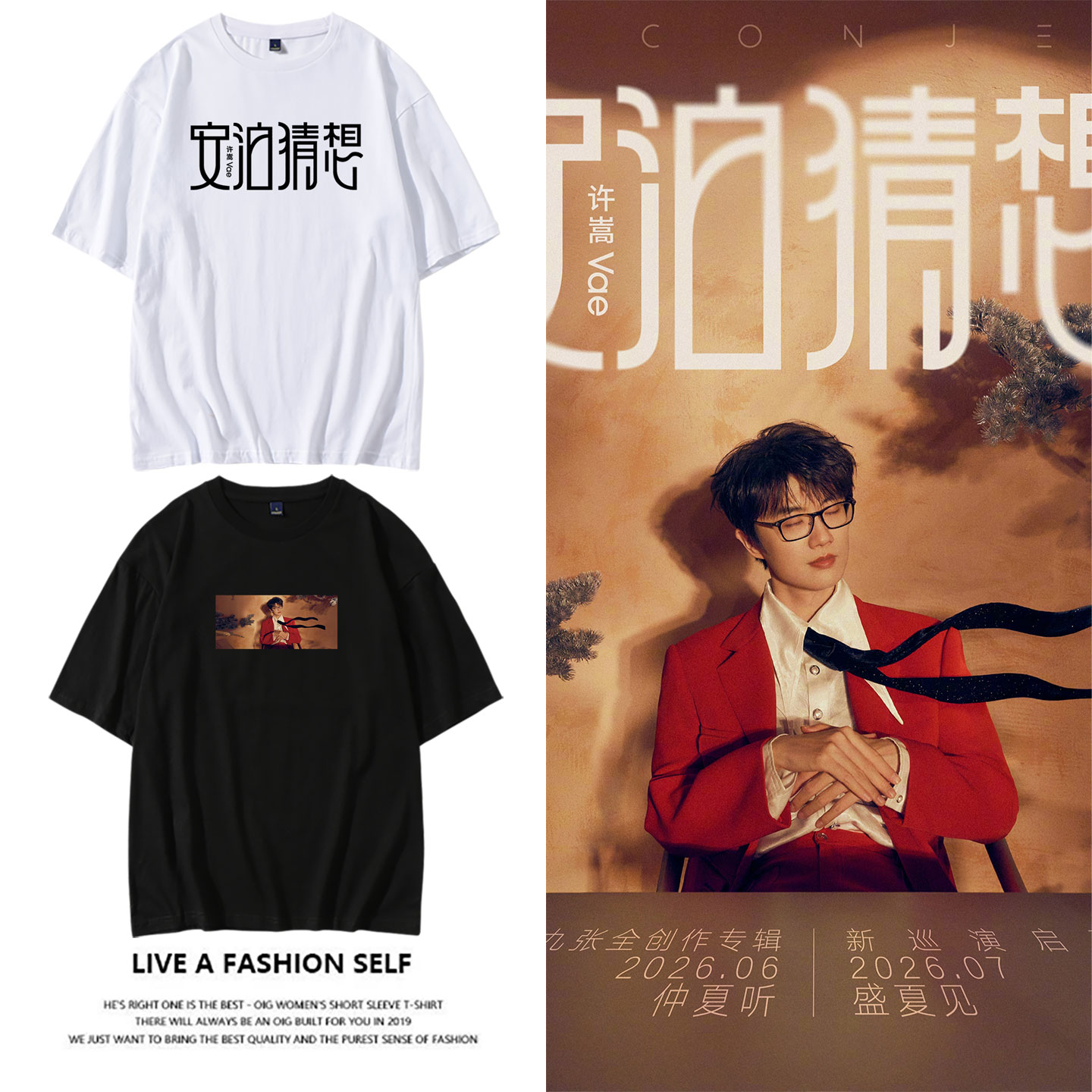 许嵩2026演唱会安泊猜想周边应援衣服同款短袖T恤纯棉印花男女装
