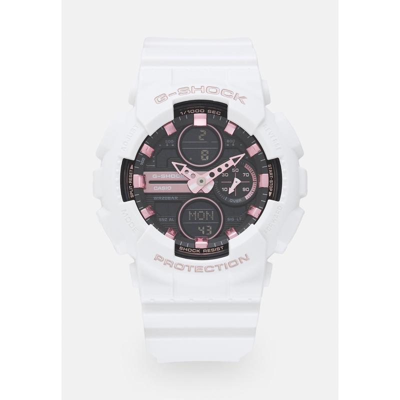 G-SHOCK女士石英计时表白盘防滑塑料表带ATM防水