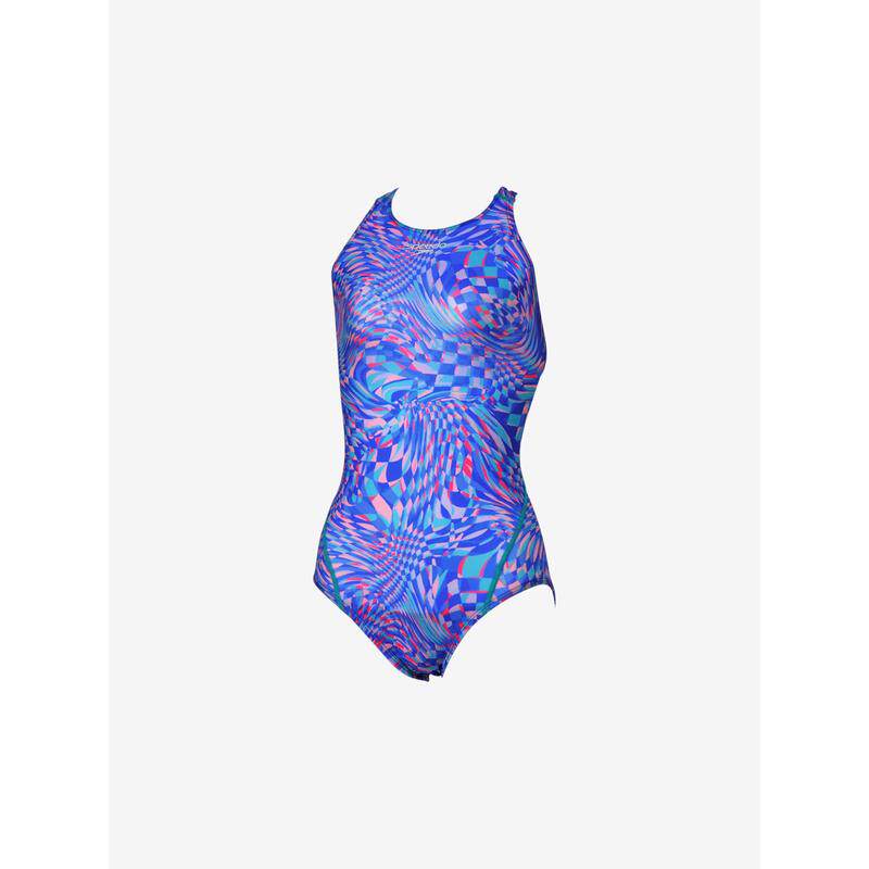 代购Speedo速比涛女士泳衣防透速干印花高弹游泳训练连体爆款