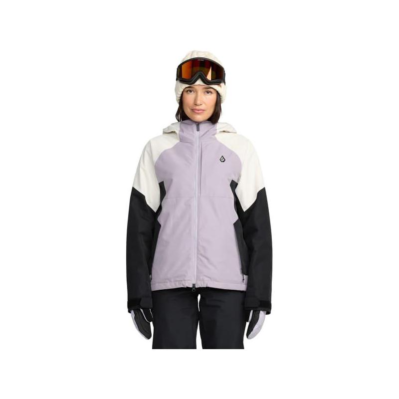 代购Volcom女士冲锋衣防水防风保暖滑雪服短款连帽户外夹克