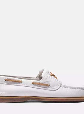 代购TIMBERLAND添柏岚男士帆船鞋透气轻便软底舒适白色系带平跟