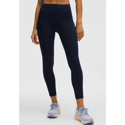 代购lululemon露露乐蒙女士运动裤透气贴合身形带侧袋口袋